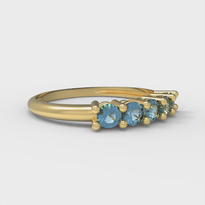 0.35 cttw Natural Aquamarine Round Cut Yellow Gold Eternity Wedding Band