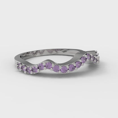 0.23 cttw Natural Amethyst Round Cut White Gold Eternity Wedding Band