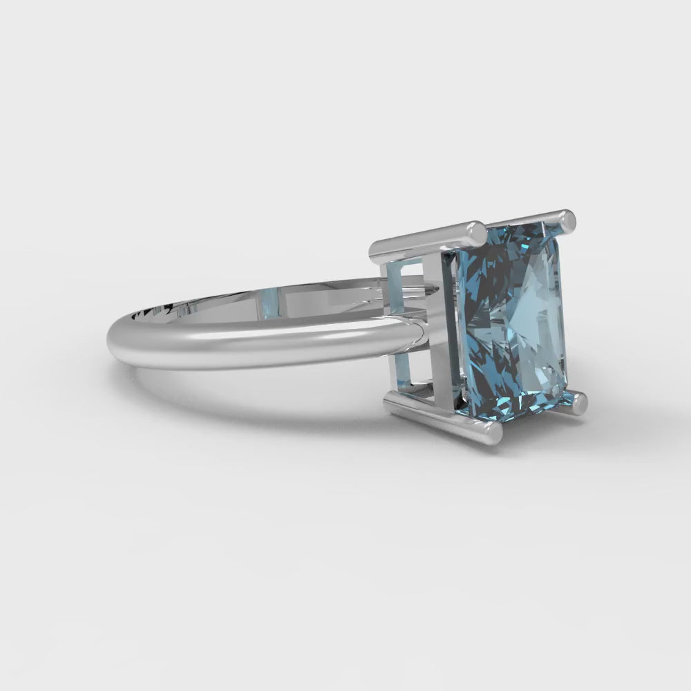1.75 cttw Natural Sky Blue Topaz Solitaire  Engagement Ring - Solid Gold (Radiant Cut,7.5x5.5mm)