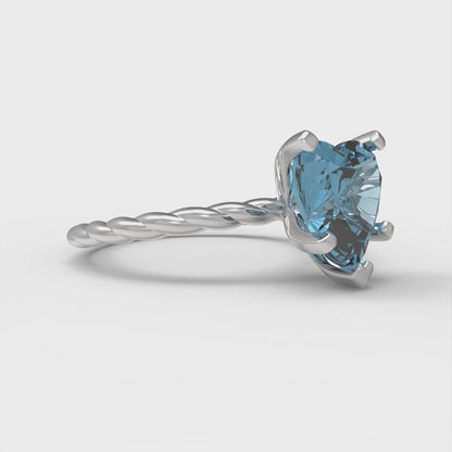 2 cttw Natural Sky Blue Topaz Solitaire  Engagement Ring - Solid Gold (Heart Cut,8mm)
