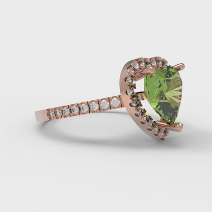 2.285 cttw Natural Peridot Hidden Halo Engagement Ring - Solid Rose Gold (VVS1, Heart Cut,8mm)