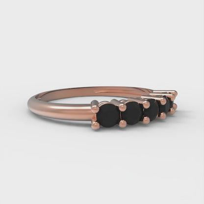 0.35 cttw Natural Onyx Round Cut Rose Gold Eternity Wedding Band