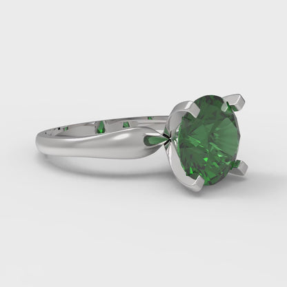 2.5 cttw Simulated Emerald Solitaire  Engagement Ring - Solid Gold (Round Cut,8.5mm)