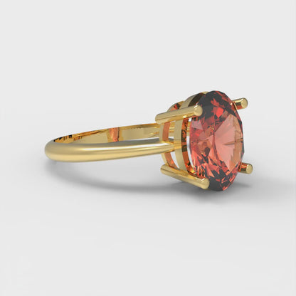 2 cttw Zirconia Simulated Red Diamond Solitaire  Engagement Ring - Solid Yellow Gold (VVS1, Oval Cut,9x7mm)
