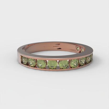 0.39 cttw Natural Peridot Round Cut Rose Gold Eternity Wedding Band
