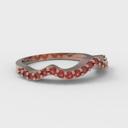 0.23 cttw Natural Garnet Round Cut Rose Gold Eternity Wedding Band
