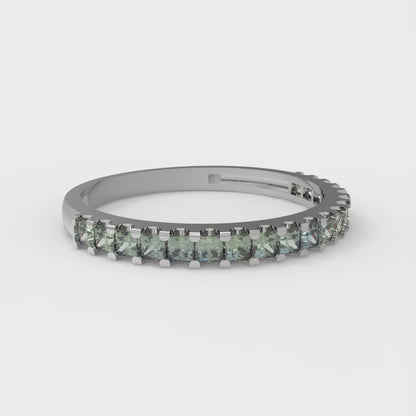 0.285 cttw Blue Moissanite Princess Cut White Gold Eternity Wedding Band