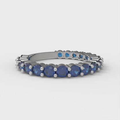 1.2 cttw Simulated Tanzanite Round Cut White Gold Eternity Wedding Band