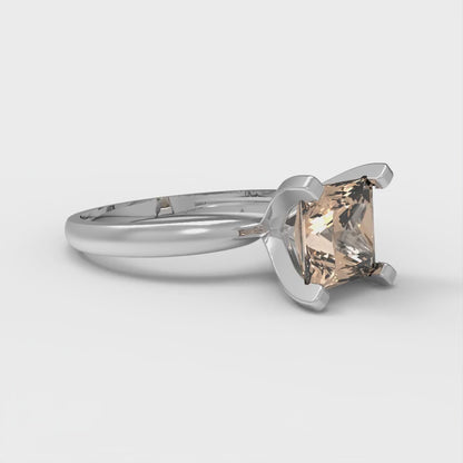 1.5 cttw Yellow Moissanite Solitaire  Engagement Ring - Solid Gold (Princess Cut,6.5mm)