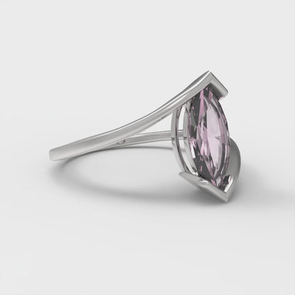 1 cttw Zirconia Simulated Pink Diamond Solitaire  Engagement Ring - Solid Gold (VVS1, Marquise Cut,10x8mm )