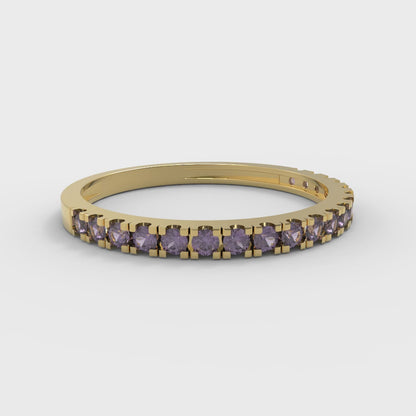 0.285 cttw Natural Amethyst Round Cut Yellow Gold Eternity Wedding Band