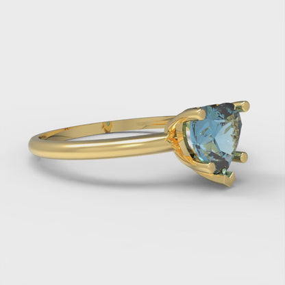 1.25 cttw Natural Swiss Blue Topaz Solitaire  Engagement Ring - Solid Gold (Heart Cut,7.0mm)