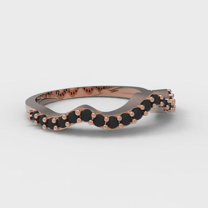 0.23 cttw Natural Onyx Round Cut Rose Gold Eternity Wedding Band