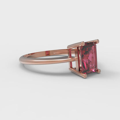 1 cttw Natural Garnet Solitaire  Engagement Ring - Solid Gold (Radiant Cut,7x5mm)