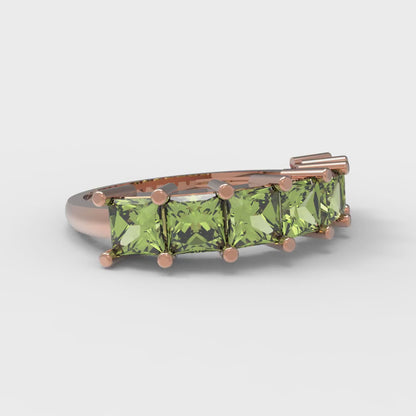 1.75 cttw Natural Peridot Princess Cut Rose Gold Eternity Wedding Band