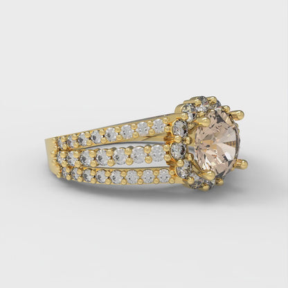 1.83 cttw Yellow Moissanite Hidden Halo Engagement Ring - Solid Gold (Round Cut,6.5mm)