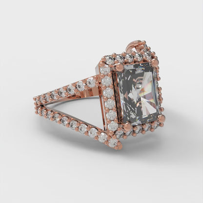 1.935 cttw White Sapphire Solitaire with Zirconia Simulated Diamond Accents Engagement Ring - Solid Gold (Emerald Cut,7.5x5.5mm)