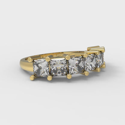 1.75 cttw Simulated Diamond Princess Cut Yellow Gold Eternity Wedding Band