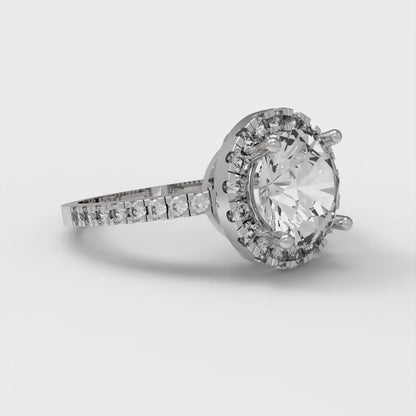 1.8 cttw Certified Moissanite Hidden Halo Engagement Ring - Solid Gold (VVS1, D-F,Round Cut,7.5mm)