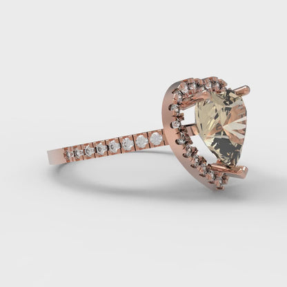 2.285 cttw Natural Morganite Hidden Halo Engagement Ring - Solid Rose Gold (VVS1, Heart Cut,8mm)