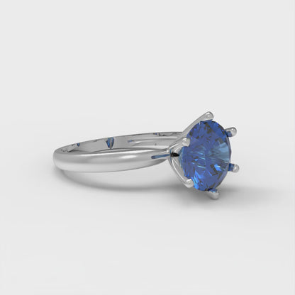 1.5 cttw Simulated Tanzanite Solitaire  Engagement Ring - Solid Gold (Round Cut,7.5mm)