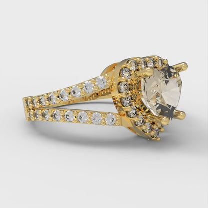 1.49 cttw Natural Morganite Hidden Halo Engagement Ring - Solid Gold (Heart Cut,6.5mm)