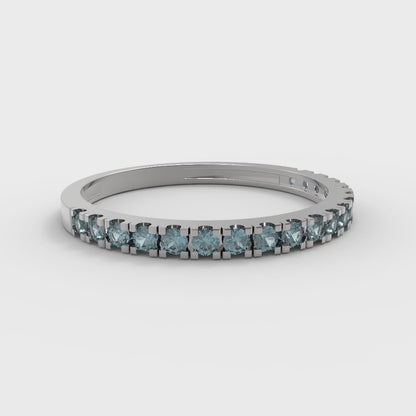 0.285 cttw Natural Swiss Blue Topaz Round Cut White Gold Eternity Wedding Band