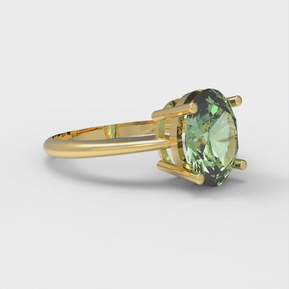 2 cttw Zirconia Simulated Green Diamond Solitaire  Engagement Ring - Solid Yellow Gold (VVS1, Oval Cut,9x7mm)