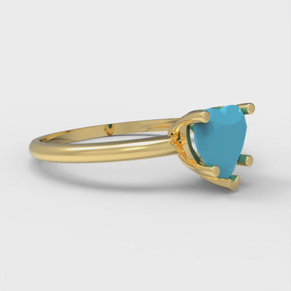 1.25 cttw Simulated Turquoise Solitaire  Engagement Ring - Solid Gold (Heart Cut,7.0mm)