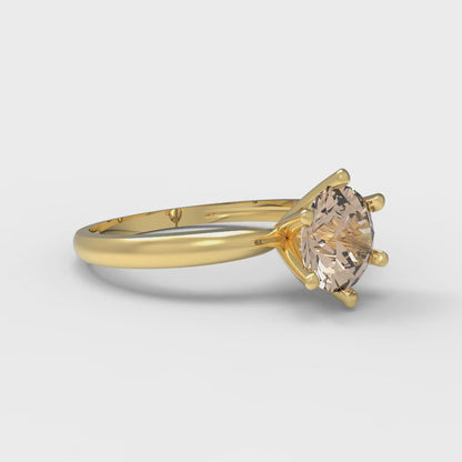 1 cttw Yellow Moissanite Solitaire  Engagement Ring - Solid Gold (Round Cut,6.5mm)