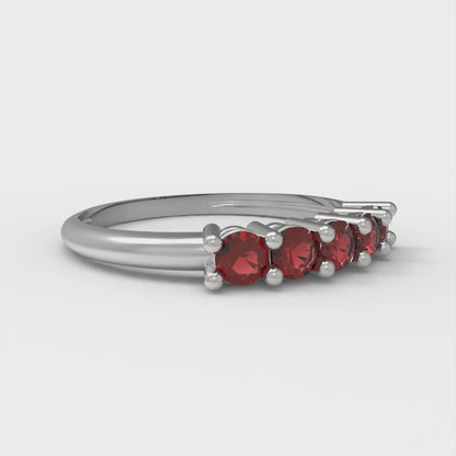 0.35 cttw Natural Garnet Round Cut White Gold Eternity Wedding Band
