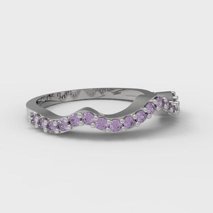 0.23 cttw Simulated Alexandrite Round Cut White Gold Eternity Wedding Band
