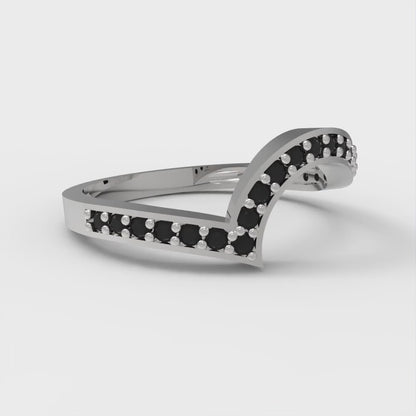 0.165 cttw Natural Onyx Round Cut White Gold Eternity Wedding Band