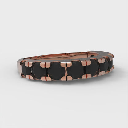 1 cttw Natural Onyx Round Cut Rose Gold Eternity Wedding Band