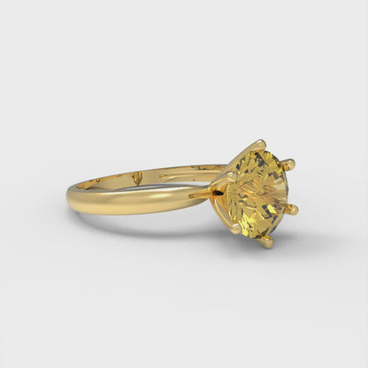 1.5 cttw Natural Citrine Solitaire  Engagement Ring - Solid Gold (Round Cut,7.5mm)