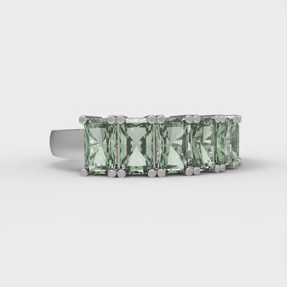 2.61 cttw Simulated Green Diamond Emerald Cut White Gold Eternity Wedding Band