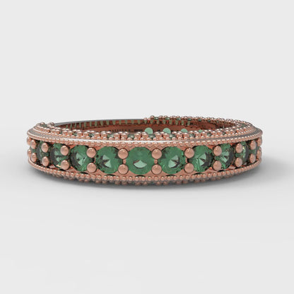 1.44 cttw Simulated Emerald Round Cut Rose Gold Eternity Wedding Band