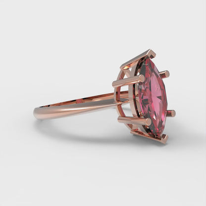 1.5 cttw Simulated Ruby Solitaire  Engagement Ring - Solid Rose Gold (VVS1, Marquise Cut ,11x5.5mm)