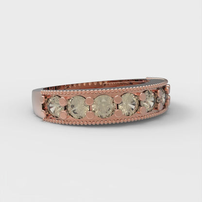 0.81 cttw Natural Morganite Round Cut Rose Gold Eternity Wedding Band