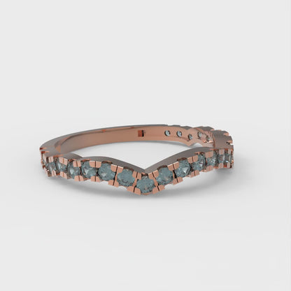 0.36 cttw Natural London Blue Topaz Round Cut Rose Gold Eternity Wedding Band