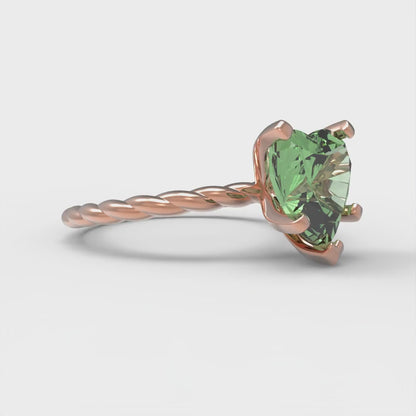 2 cttw Zirconia Simulated Green Diamond Solitaire  Engagement Ring - Solid Gold (VVS1, Heart Cut,8.0mm)