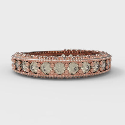 1.44 cttw Natural Morganite Round Cut Rose Gold Eternity Wedding Band