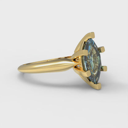 1 cttw Natural Swiss Blue Topaz Solitaire  Engagement Ring - Solid Gold (Marquise Cut,10x5mm)