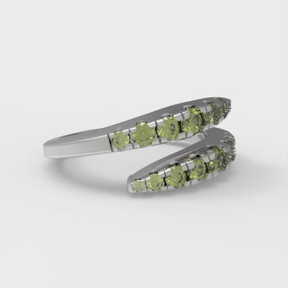 0.235 cttw Natural Peridot Round Cut White Gold Eternity Wedding Band