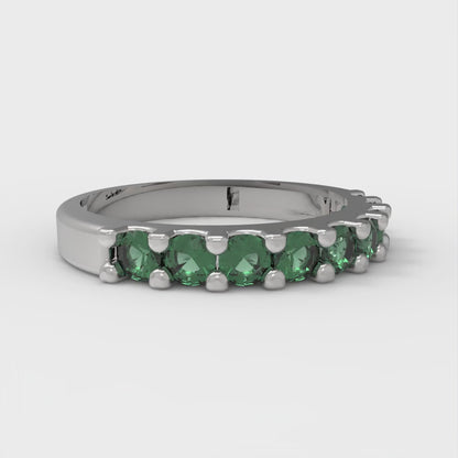 0.63 cttw Simulated Emerald Round Cut White Gold Eternity Wedding Band