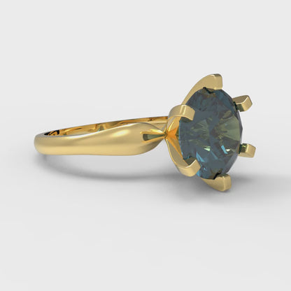 2.5 cttw Natural London Blue Topaz Solitaire  Engagement Ring - Solid Gold (Round Cut,8.5mm)