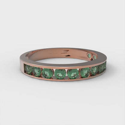 0.39 cttw Simulated Emerald Round Cut Rose Gold Eternity Wedding Band