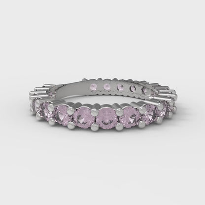 1.26 cttw Simulated Pink Diamond Round Cut White Gold Eternity Wedding Band
