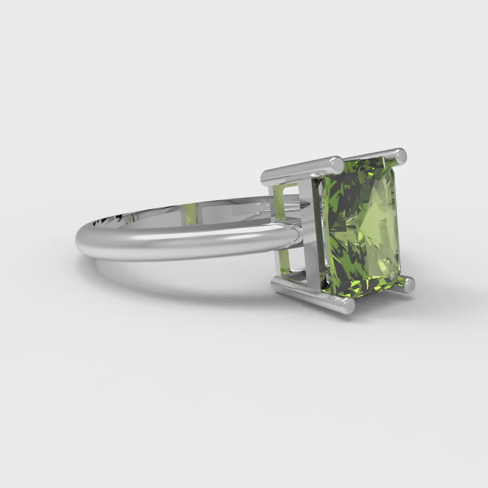 1.75 cttw Natural Peridot Solitaire  Engagement Ring - Solid Gold (Radiant Cut,7.5x5.5mm)