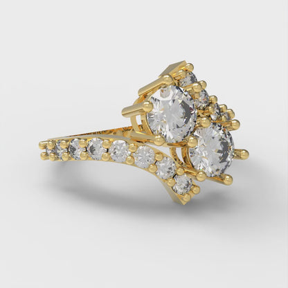 1.48 cttw Certified Moissanite Solitaire with Zirconia Simulated Diamond Accents Engagement Ring - Solid Gold (VVS1, D-F,Round Cut,5mm)